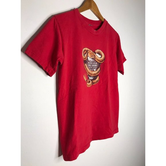 Harley Davidson Men's Small Red Rattle Snake Engine Graphic T-Shirt - Picture 2 of 5